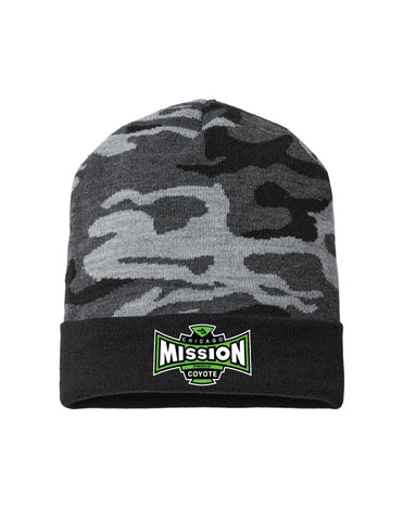 Camo Knit hat- Mission logo