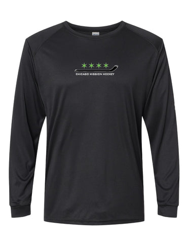 Paragon-Star/ Stick logo Black, Neon or Grey Performance Long Sleeve T Shirt- Youth and adult 10271