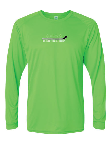 Paragon-Star/ Stick logo Black, Neon or Grey Performance Long Sleeve T Shirt- Youth and adult 10271