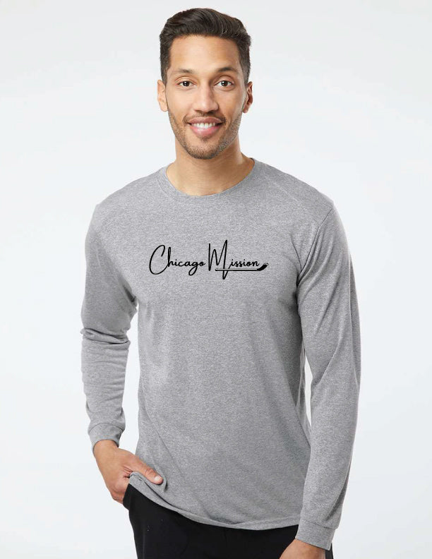 Paragon Script Logo- Youth and Adult- White, Neon or Grey Performance Long  Sleeve T Shirt- 10271