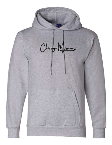 Champion Hooded- S700 Light Steel or White- Script Logo Youth and Adult