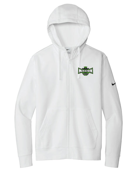 Nike Club Fleece Full Zip Hoodie NKDR1513- Black, White or Grey-  Mission Logo
