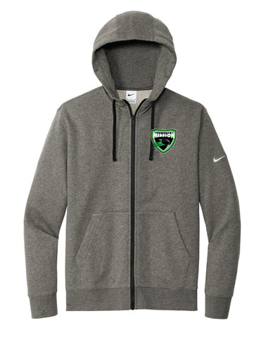 Nike Club Fleece Full Zip Hoodie NKDR1513- Black, White or Grey-  Retro Logo